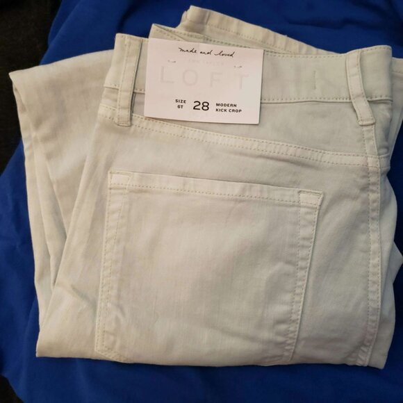 Ann Taylor Loft Light Green Modern Kick Crop 28/6T NWT - Picture 2 of 7